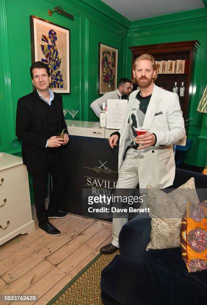 Savile Row Gin Founder & CEO Stewart Lee and Alistair Guy attend Alistair Guy's birthday cocktail party at Hackett London, Savile Row, on December 8,...