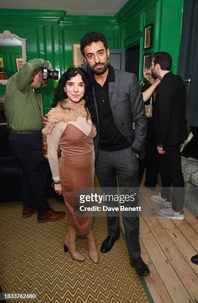 Maria Jose Bavio and Cyrill Ibrahim attend Alistair Guy's birthday cocktail party at Hackett London, Savile Row, on December 8, 2023 in London,...