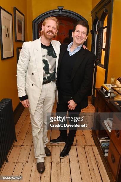 Alistair Guy and Savile Row Gin Founder & CEO Stewart Lee attend Alistair Guy's birthday cocktail party at Hackett London, Savile Row, on December 8,...