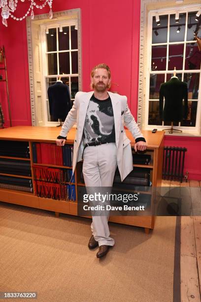 Alistair Guy attends Alistair Guy's birthday cocktail party at Hackett London, Savile Row, on December 8, 2023 in London, England.
