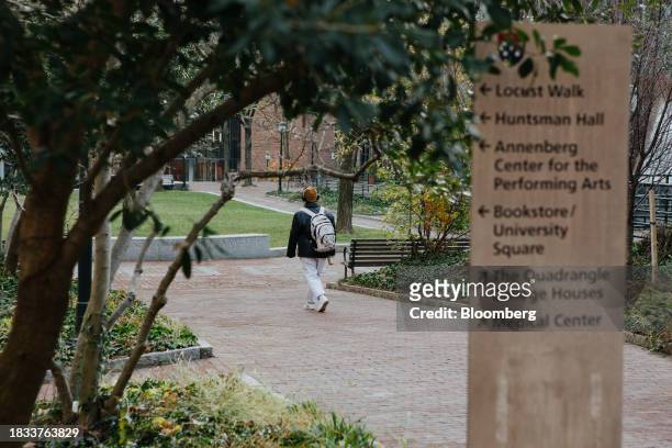 The University of Pennsylvania campus in Philadelphia, Pennsylvania, US, on Friday, Dec. 8, 2023. Penn was sued by a pair of students who claim the...