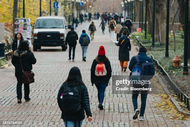Students on the University of Pennsylvania campus in Philadelphia, Pennsylvania, US, on Friday, Dec. 8, 2023. Penn was sued by a pair of students who...