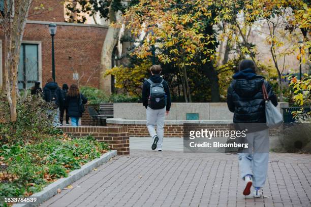 Students on the University of Pennsylvania campus in Philadelphia, Pennsylvania, US, on Friday, Dec. 8, 2023. Penn was sued by a pair of students who...