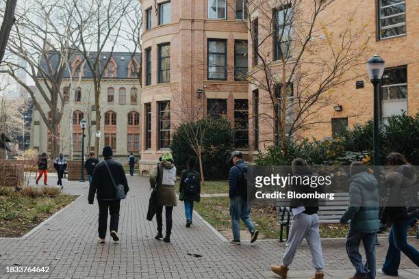 Students on the University of Pennsylvania campus in Philadelphia, Pennsylvania, US, on Friday, Dec. 8, 2023. Penn was sued by a pair of students who...