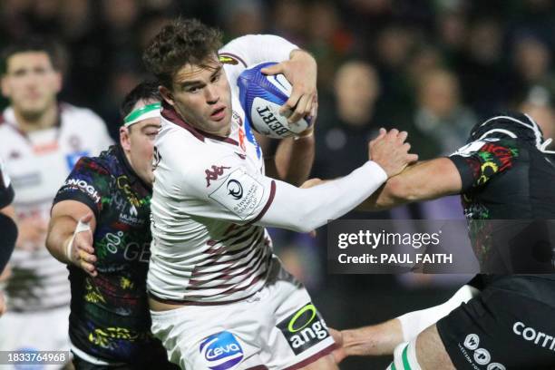 Bordeaux-Begles' French wing Damian Penaud makes a break during the European Champions Cup Pool 1 rugby union match between Connacht and Bordeaux...