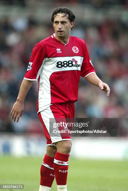 September 10: Fabio Rochemback of Middlesbrough in action during the Premier League match between Middlesbrough and Arsenal at Riverside Stadium on...