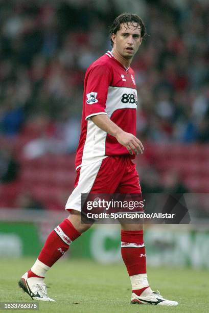 September 10: Fabio Rochemback of Middlesbrough in action during the Premier League match between Middlesbrough and Arsenal at Riverside Stadium on...