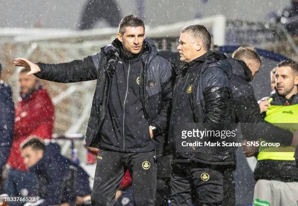 Partick Thistle Manager Kris Doolan and Assistant Manager Paul McDonald during a cinch Championship match between Raith Rovers and Partick Thistle at...