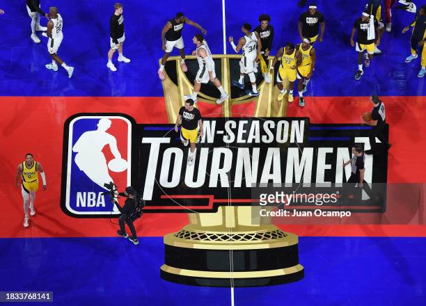 Milwaukee Bucks & Indiana Pacers looks on after the game during the semifinals of the In-Season Tournament on December 7, 2023 at T-Mobile Arena in...