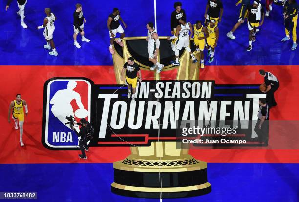 Milwaukee Bucks & Indiana Pacers looks on after the game during the semifinals of the In-Season Tournament on December 7, 2023 at T-Mobile Arena in...