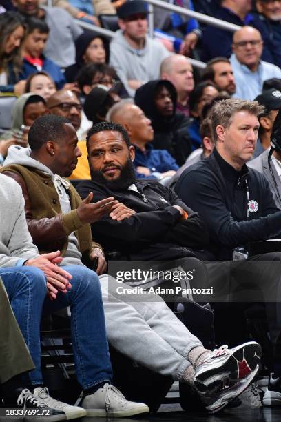 American actor and comedian Anthony Anderson and American sports agent Rich Paul attends the game between the Denver Nuggets and LA Clippers on...