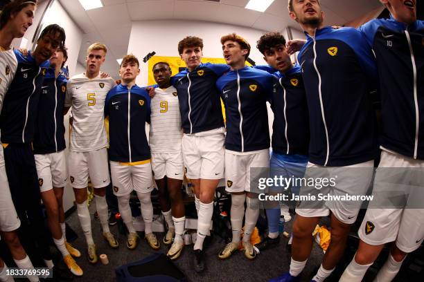 The West Virginia Mountaineers prepare to take on the Clemson Tigers during the Division I Men's Soccer Semifinals held at the Lynn Family Stadium on...