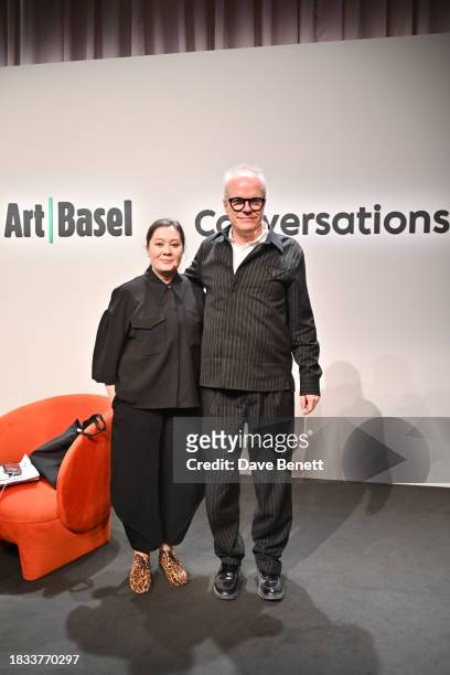 Sasha Stiles and Hans-Ulrich Obrist attend Intersections In Art: A Tribute to Nam June Paik with Sasha Stiles and Hans Ulrich Obrist at Art Basel...