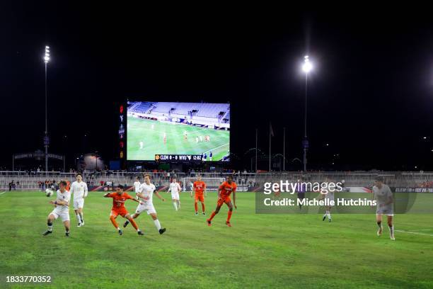 The West Virginia Mountaineers take on the Clemson Tigers during the Division I Men's Soccer Semifinals held at the Lynn Family Stadium on December...