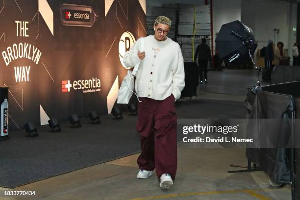 Kyle Kuzma of the Washington Wizards arrives to the arena before the game against the Brooklyn Nets on December 8, 2023 at Barclays Center in...