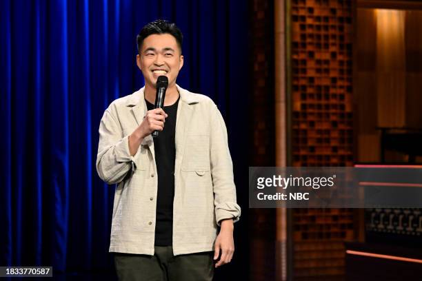 Episode 1887 -- Pictured: Comedian Fumi Abe performs on Friday, December 8, 2023 --