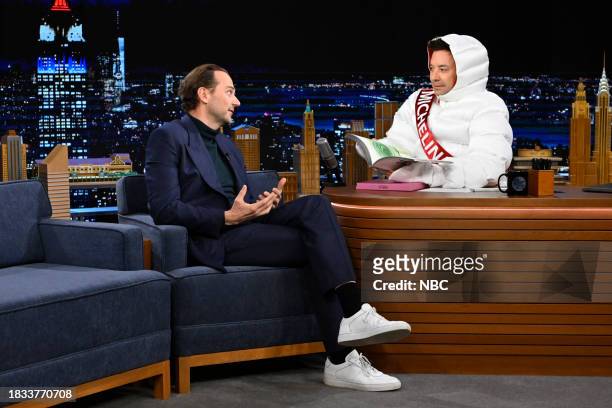 Episode 1887 -- Pictured: Chef Daniel Humm during an interview with host Jimmy Fallon on Friday, December 8, 2023 --