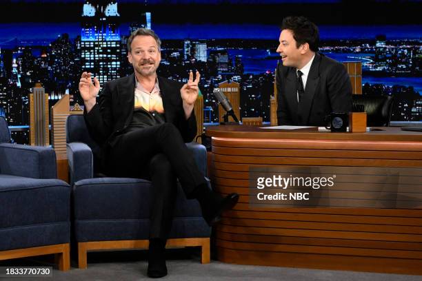 Episode 1887 -- Pictured: Actor Peter Sarsgaard during an interview with host Jimmy Fallon on Friday, December 8, 2023 --