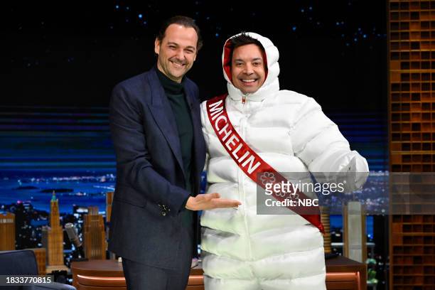 Episode 1887 -- Pictured: Chef Daniel Humm and host Jimmy Fallon pose together after their interview on Friday, December 8, 2023 --