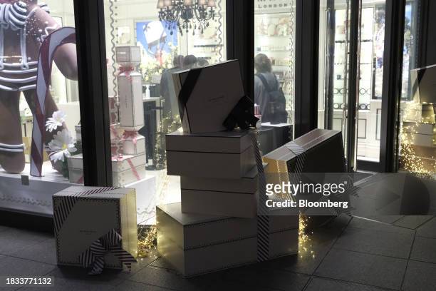 Christmas window display in the Marunouchi area of Tokyo, Japan, on Friday, Japan, on Dec. 8, 2023. Inflation data are well above the Bank of Japan's...