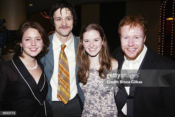 Actress Liesel Matthews, actor Peter Starrett, actress Sarah Drew and actor Jochum ten Haaf attend the Opening Night Party for The Lincoln Center...