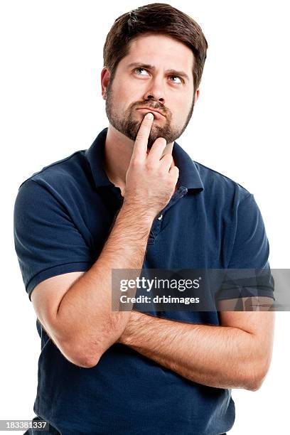 thinking man - man with polo shirt stock pictures, royalty-free photos & images