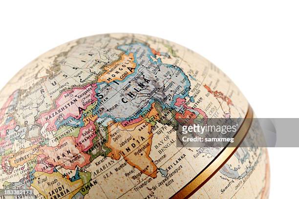 globe asia (clipping paths) - central asia stock pictures, royalty-free photos & images