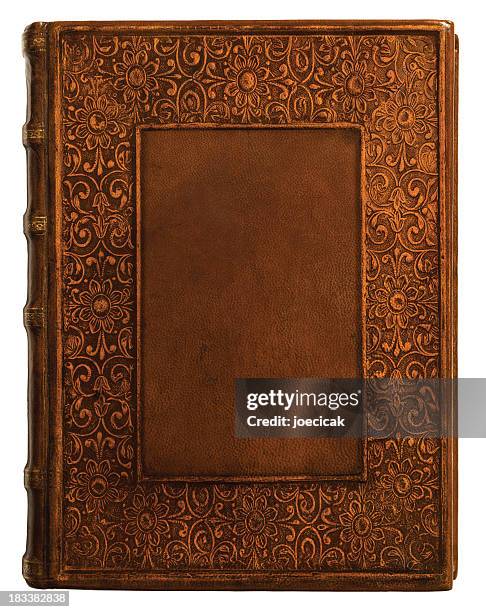 antique leather book cover - hardcover book stock pictures, royalty-free photos & images