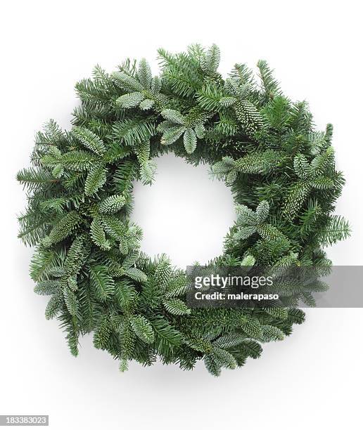 weihnachtskranz - immergrüne pflanze stock-fotos und bilder