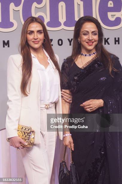 Esha Deol and Hema Malini attend the premiere of Netflix's "The Archies" on December 05, 2023 in Mumbai, India.