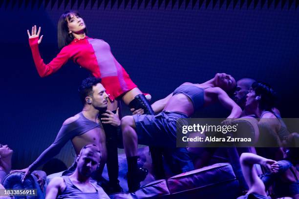 Aitana performs on stage at WiZink Center on December 05, 2023 in Madrid, Spain.