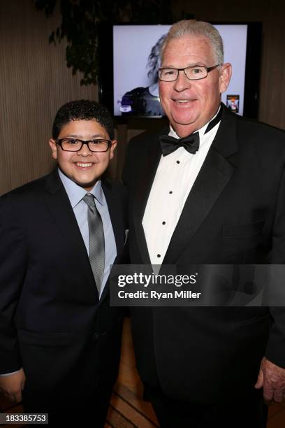 Actor Rico Rodriguez and John B. Payne, Chair, Board of Directors, American Humane Association pose during the American Humane Association Hero Dog...