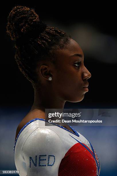 Chantysha Netteb of the Netherlands looks on before she competes in the Vault Final on Day Six of the Artistic Gymnastics World Championships Belgium...