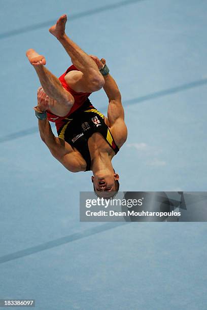 Fabian Hambuechen of Germany competes Floor Exercise Final on Day Six of the Artistic Gymnastics World Championships Belgium 2013 held at the Antwerp...