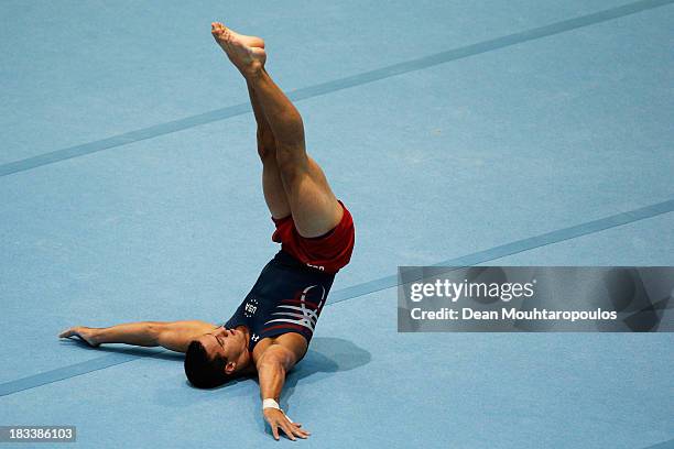 Jacob Dalton of USA competes Floor Exercise Final on Day Six of the Artistic Gymnastics World Championships Belgium 2013 held at the Antwerp Sports...