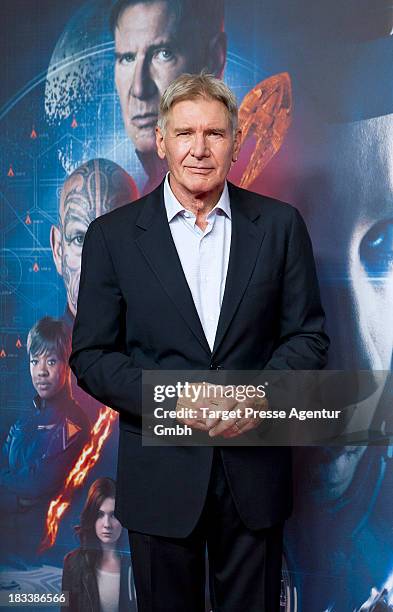 Actor Harrison Ford attends the 'Ender's Game' Photocall at Hotel Adlon on October 6, 2013 in Berlin, Germany.