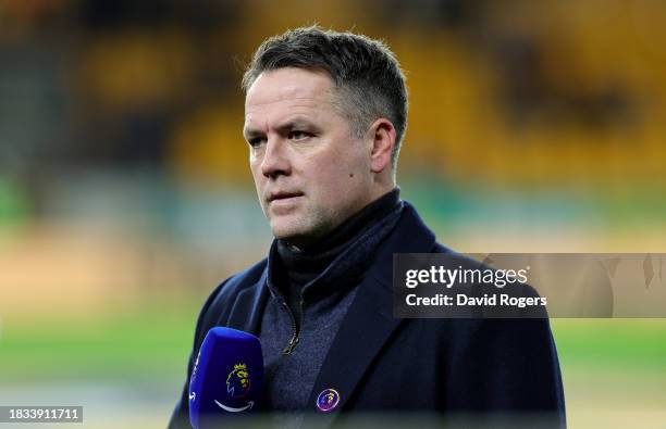 Tv football pundit and former England international, Michael Owen, looks on prior to the Premier League match between Wolverhampton Wanderers and...