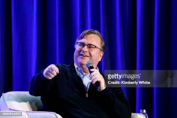 Reid Hoffman speaks onstage during The AI Optimist Club at WIRED Celebrates 30th Anniversary With LiveWIRED at The Midway SF on December 05, 2023 in...
