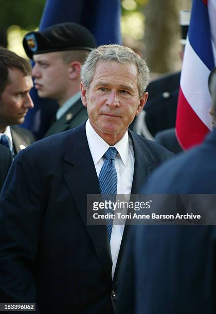President George W. Bush during D-DAY 60th Anniversary Celebration: ColleVille - Omaha Beach United States/France Ceremony at Omaha Beach - Normandy...