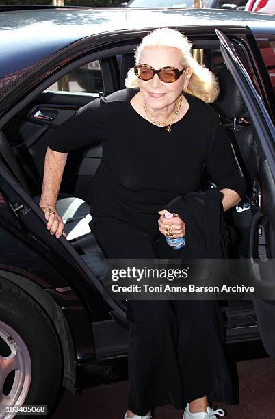 Lauren Bacall during 30th Deauville American Film Festival - Nicole Kidman and Lauren Bacall Arrival at Royal Hotel in Deauville, France.