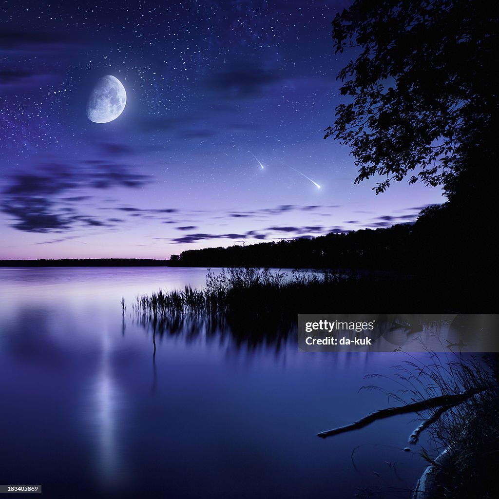 Night shot of lake