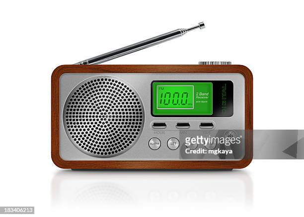 digital drawing of a portable radio on white background - radio stockfoto's en -beelden