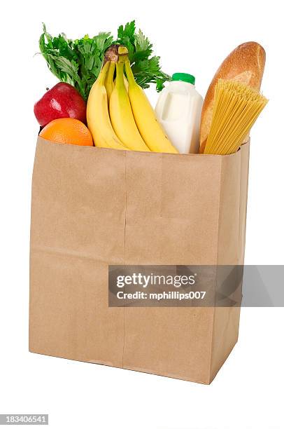sac de courses - sachet en papier photos et images de collection