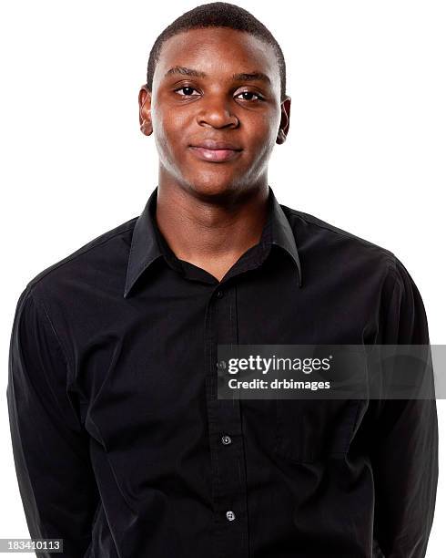 young african american male with a black shirt - black shirt 個照片及圖片檔