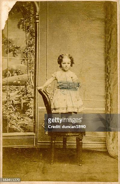 victorian girl faded old photograph - great depression children stock pictures, royalty-free photos & images