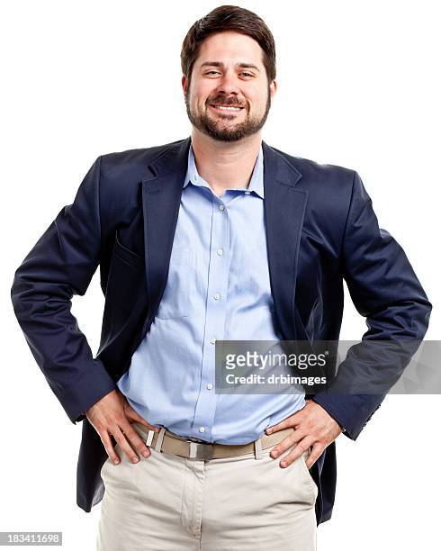 happy confident casual businessman - blue blazer stock pictures, royalty-free photos & images