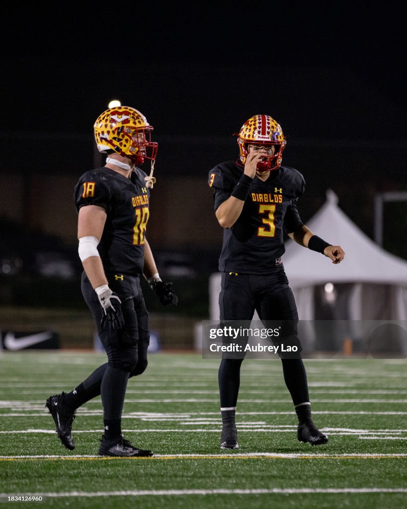 Middle linebacker Jack Matranga and quarterback Luke Fahey of the