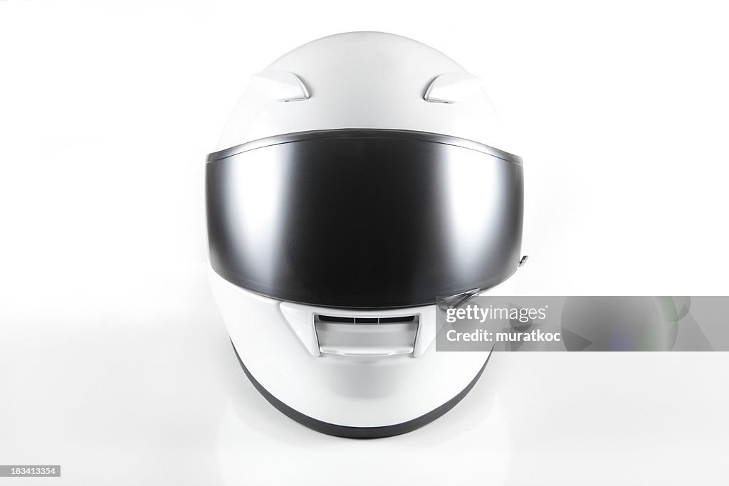 Casco da motociclista bianca