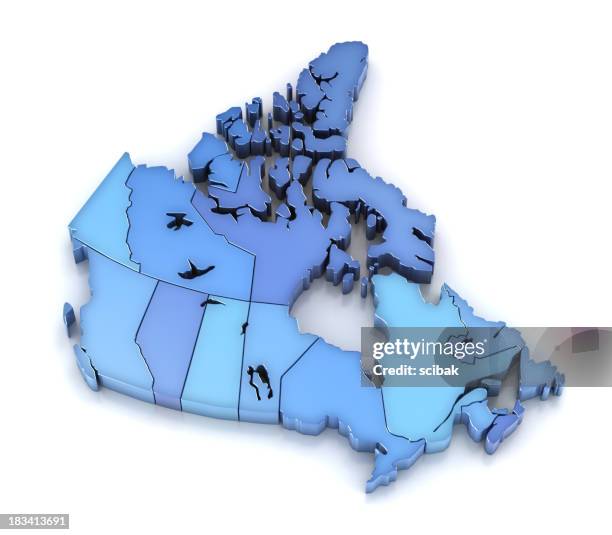 canada karte mit provinzen und territorien - province du québec stock-fotos und bilder