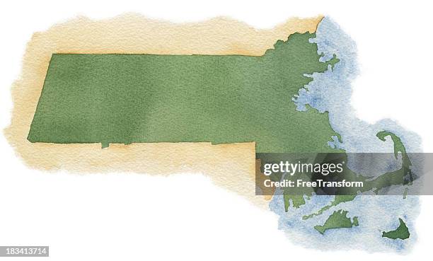 illustrazioni stock, clip art, cartoni animati e icone di tendenza di acquerello mappa di massacusetts - capo cod